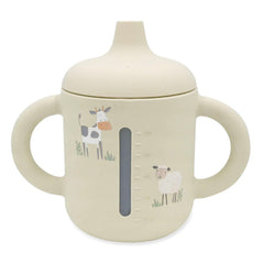 Little Rawr beige stage-one infant sippy cup easing bottle transition with soft silicone.