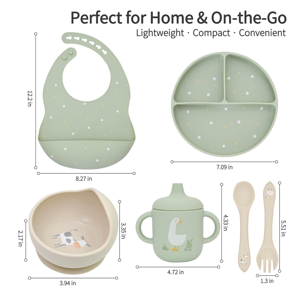 Little Rawr spoon and fork set promotes early self-feeding skills.