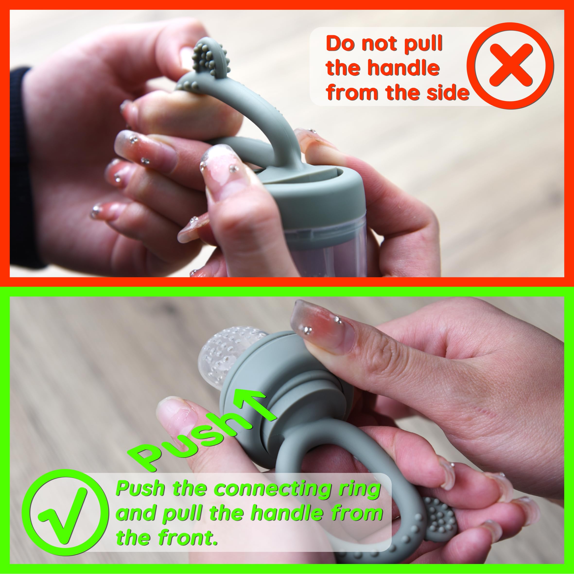 LittlesJoy infant feeder in use with fruit puree for early textures
