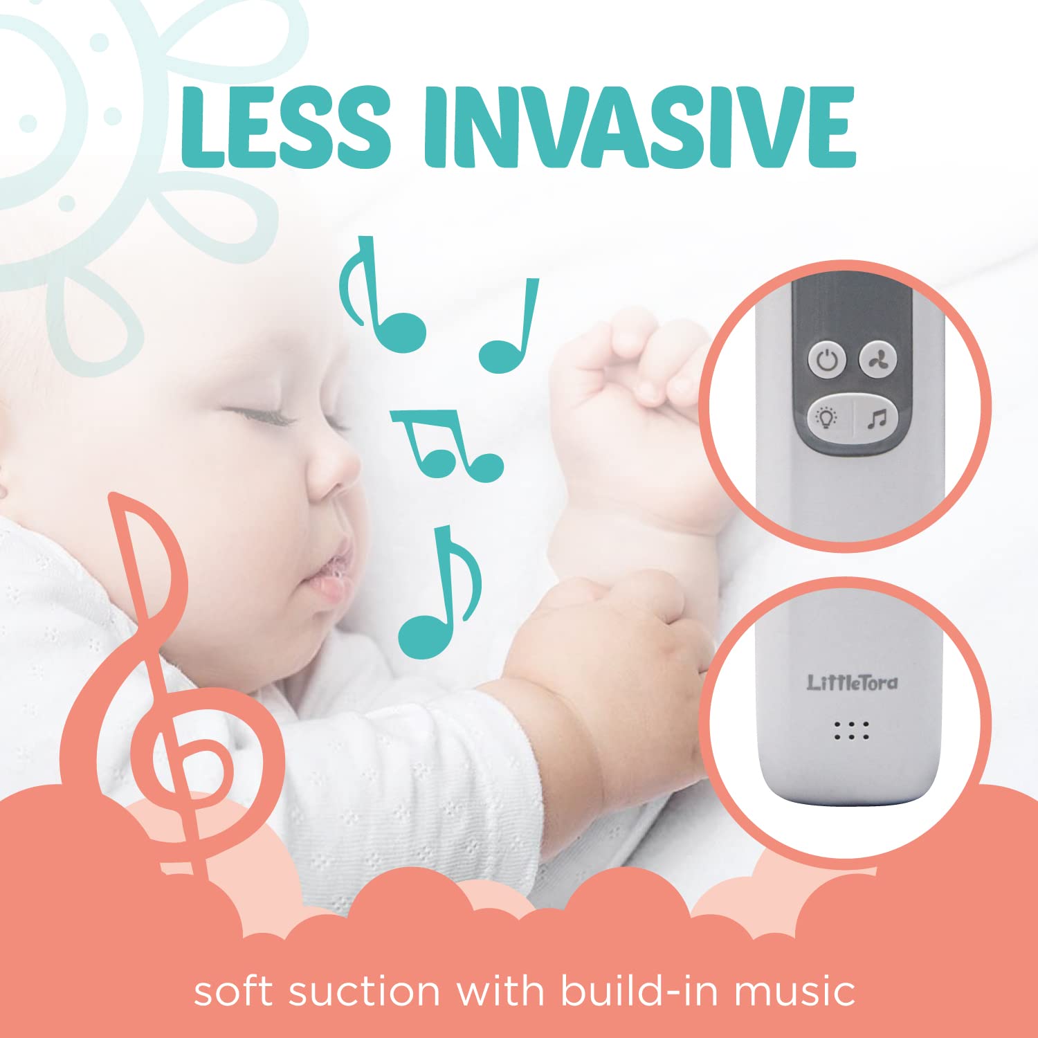 LittleTora suction levels guide gentle nasal relief with five settings.