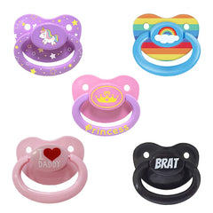 Littletude adult pacifier 5-pack variety with large shield and teat supports relaxation and sleep.