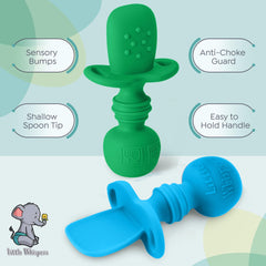 Little Whispers spoon featuring teething bumps to soothe gums