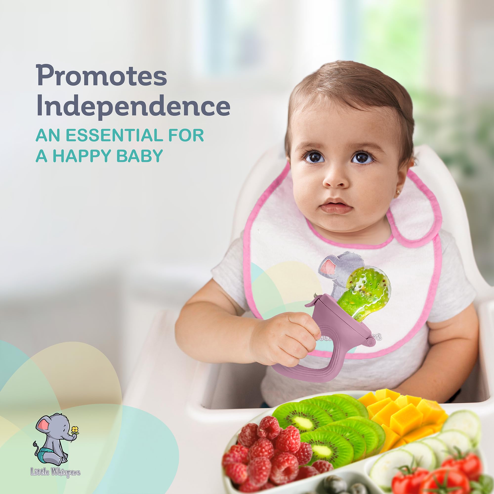 LittleWhispers frozen breastmilk option inside feeder provides a soothing, cold treat.