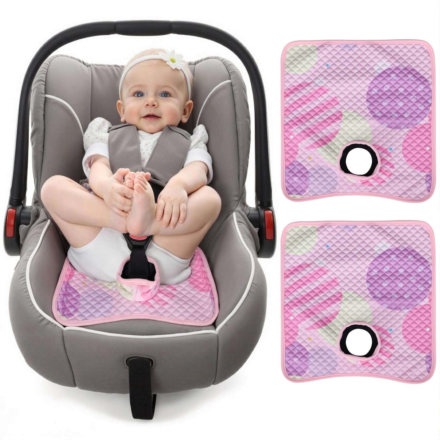 LITTOBEBE car seat protector pink aesthetic shows stylish protection during car trips