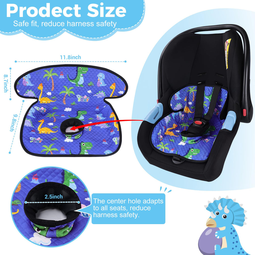 LITTOBEBE blue dinosaur prints add playful appeal while protecting upholstery.