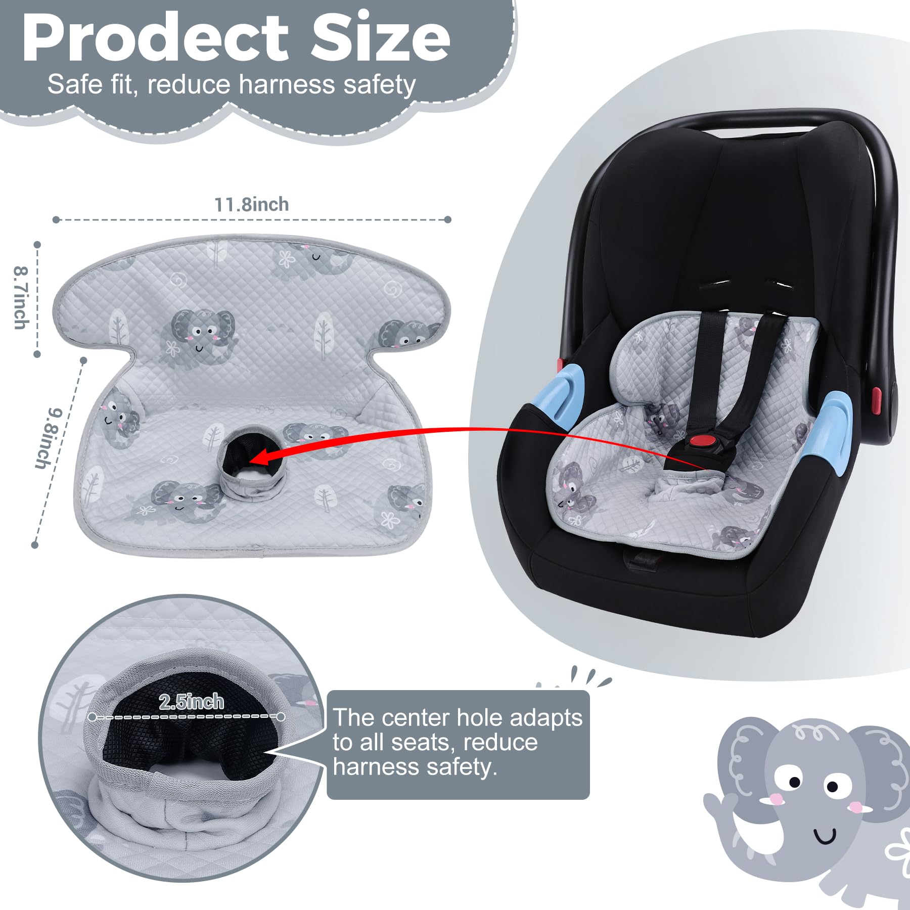 LITTOBEBE Piddle Pad stroller-use gray shows protection on-the-go.