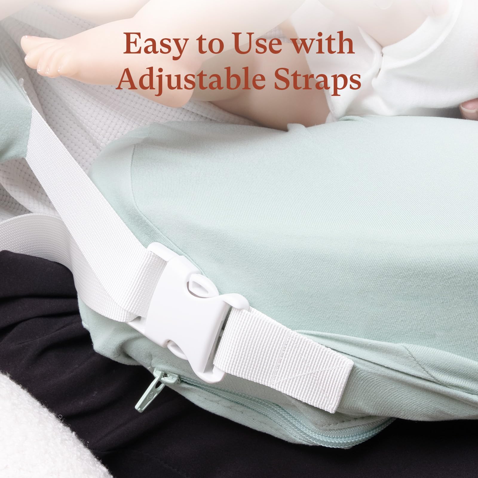Littogoose adjustable-fit nursing pillow cover adapts to pillow shape for a secure feel.