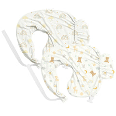 Littogoose breast-feeding pillow cover demonstrates tight fit for secure nursing pillow placement.