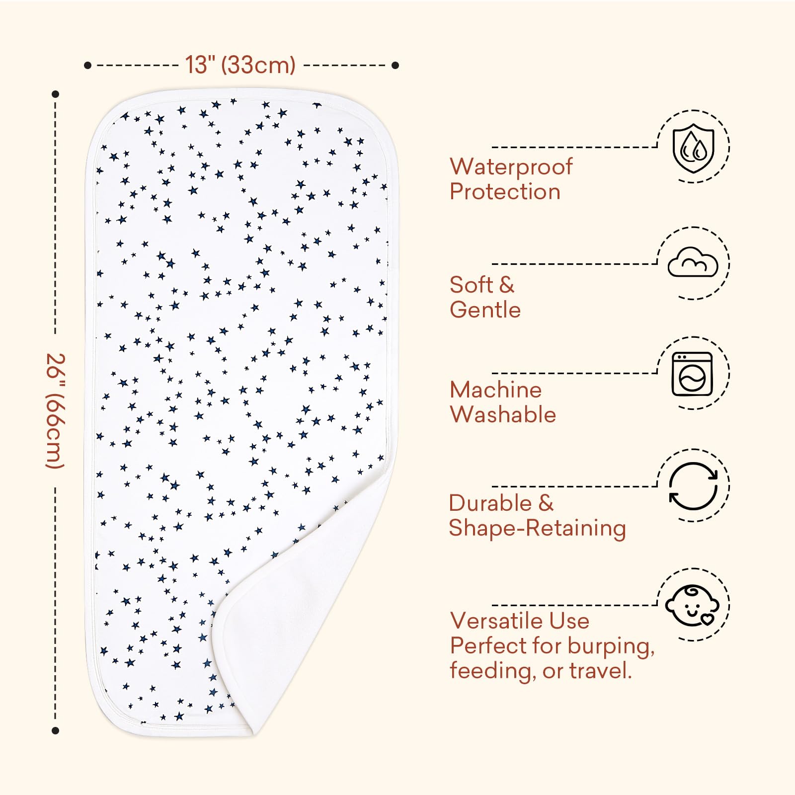 littogoose burp cloths opened to reveal generous 13x26 inch coverage