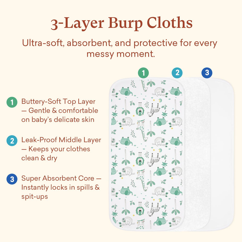 littogoose burp cloths waterproof backing with fleece for dry protection