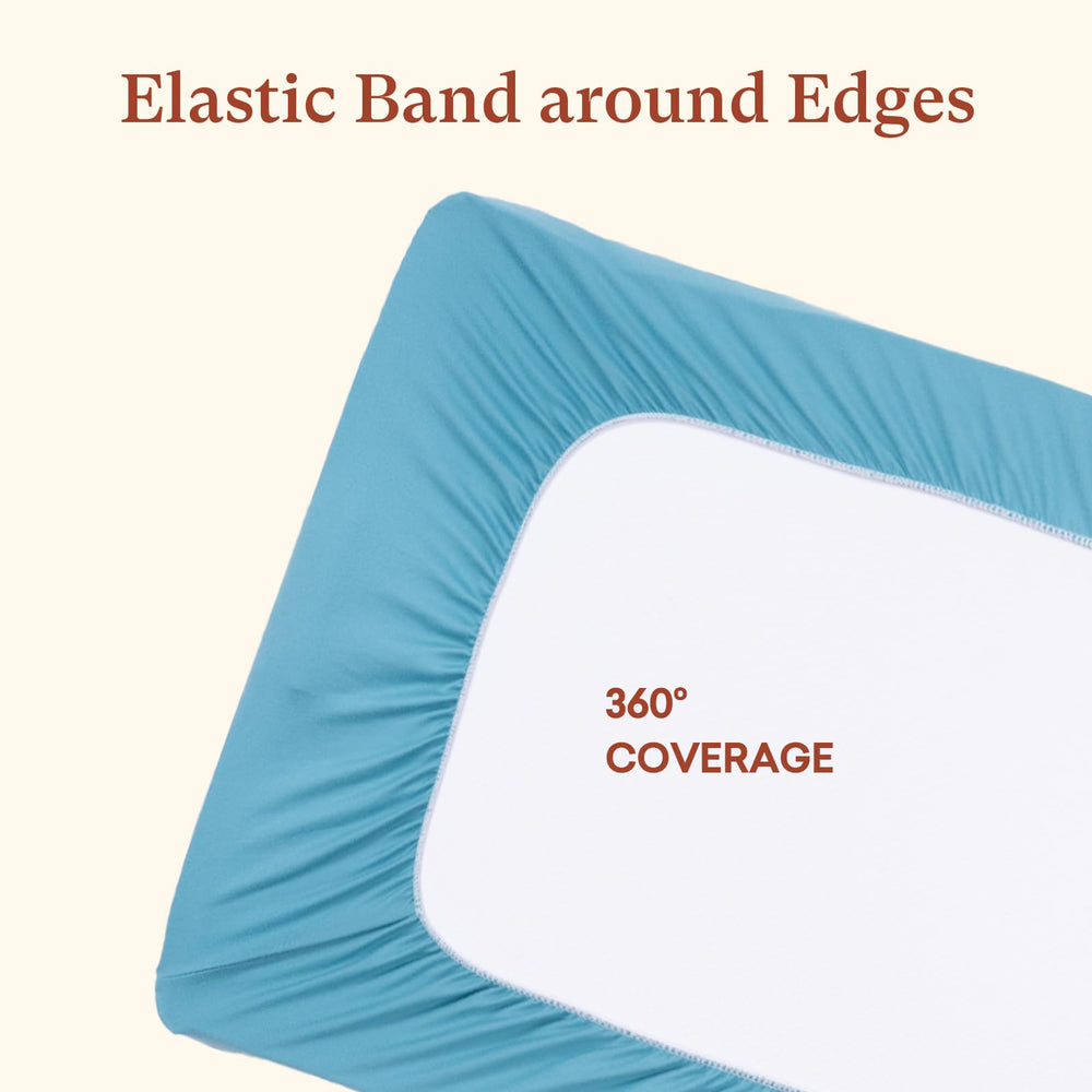 Littogoose deep-pocket crib protector stays in place through toddler wiggles.