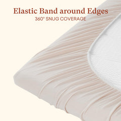 Littogoose pack-n-play sheets closeup of the full elastic edge.