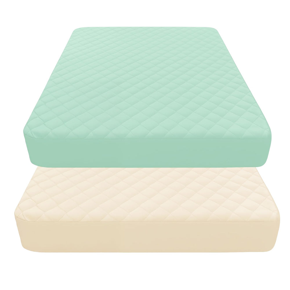 Littogoose quilted crib mattress protector 52x28 folded, ready for quick changes and protection.