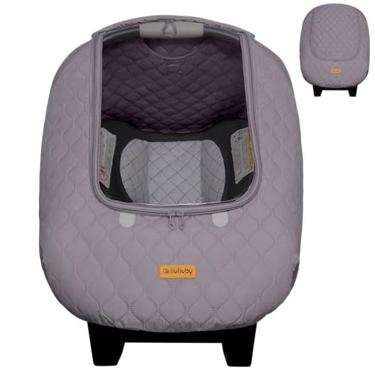 Liuliuby baby car seat weather shield gray full-view protects against wind and cold.