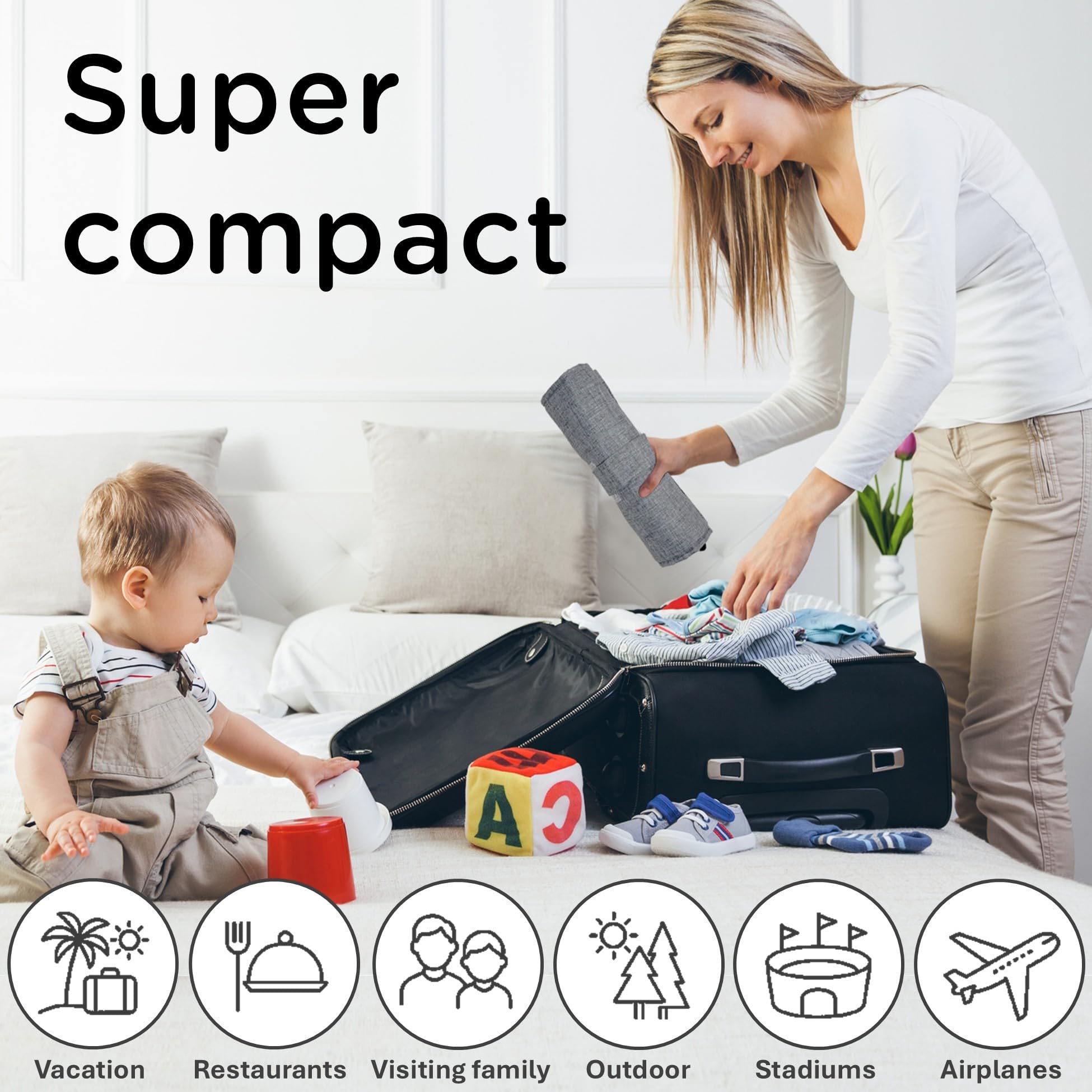 liuliuby Compact Travel High Chair universal fit for varied chair backs.