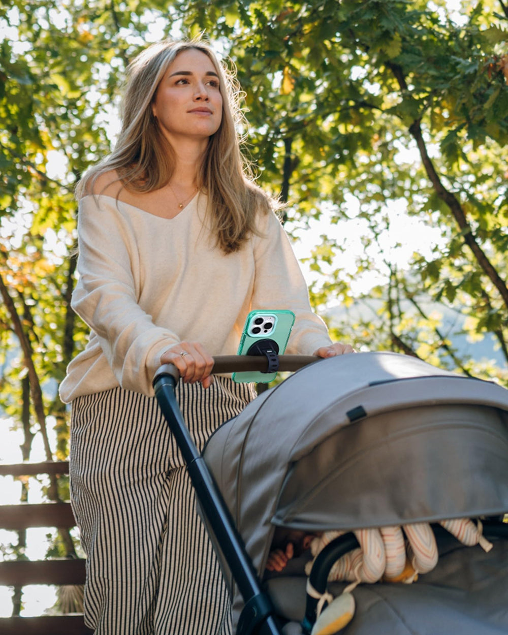 liuliuby magnetic phone holder bar-attachment securely gripping diverse stroller frames