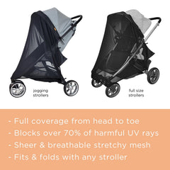 Liuliuby stroller sun shade cover fully deployed shows ample coverage and airflow for baby.