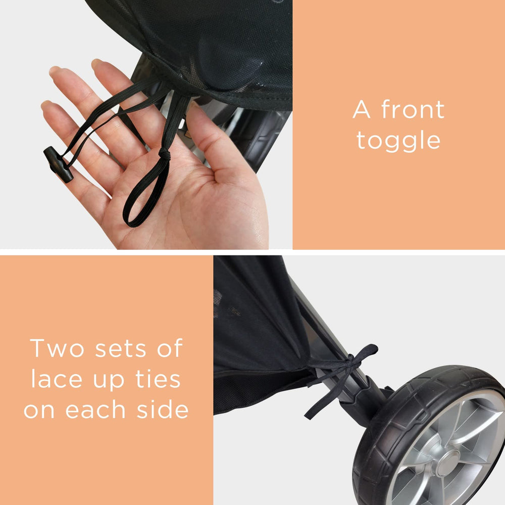 Liuliuby stroller sun shade cover with magnetic flaps enables quick on-the-go access.