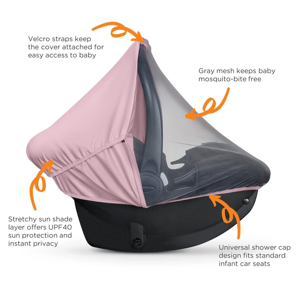 Liuliuby Summer Baby Car Seat Cover pink adjustable top layer for privacy.