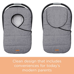 Liuliuby winter carseat cover gray front zipper enables easy in-and-out.