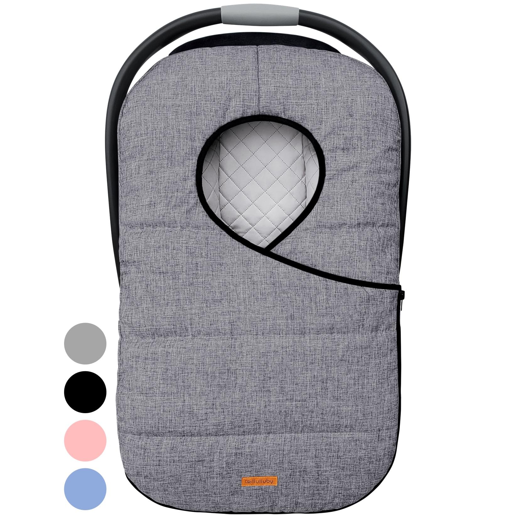 Liuliuby winter carseat cover gray weatherproof shell shields baby from wind.