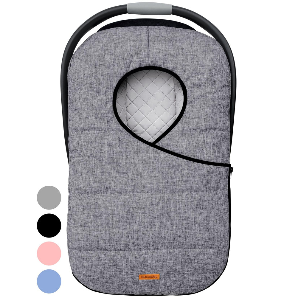 Liuliuby winter carseat cover gray weatherproof shell shields baby from wind.