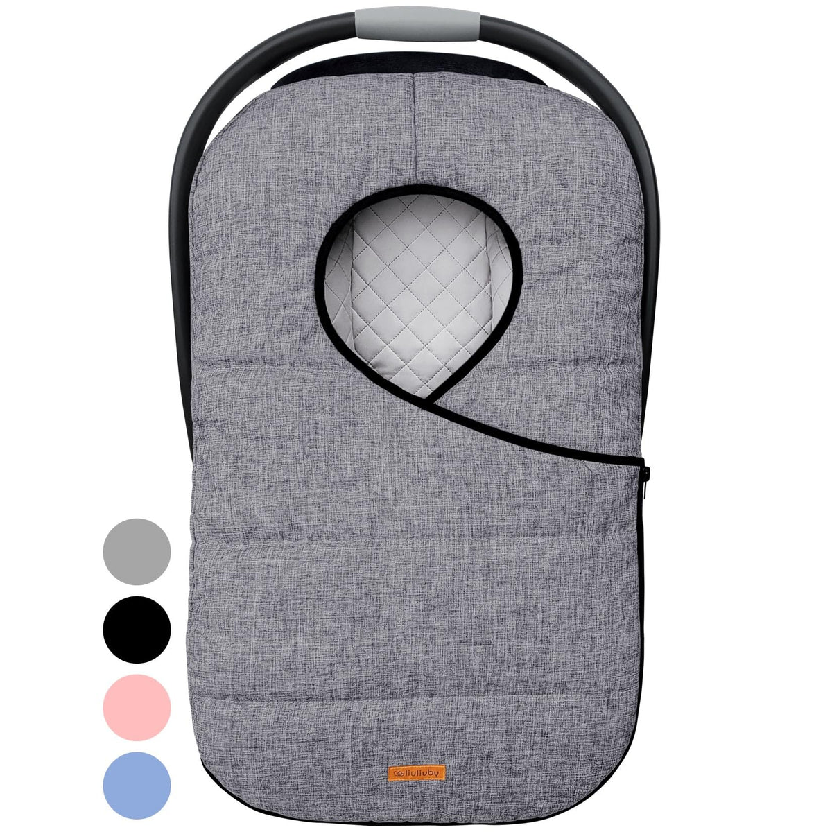 Liuliuby winter carseat cover gray weatherproof shell shields baby from wind.