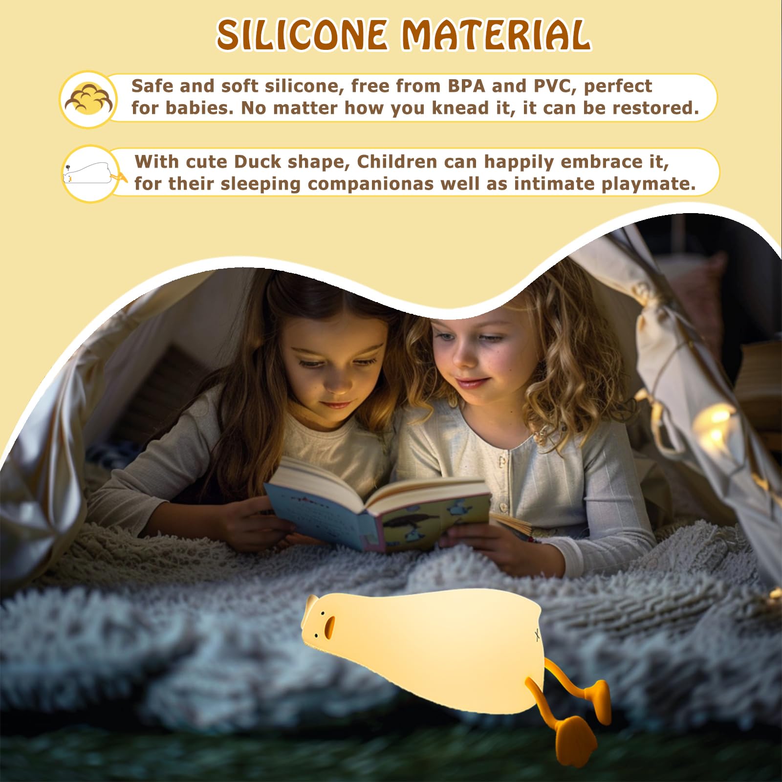 LiuXxdym rechargeable duck night light reduces need for frequent battery changes