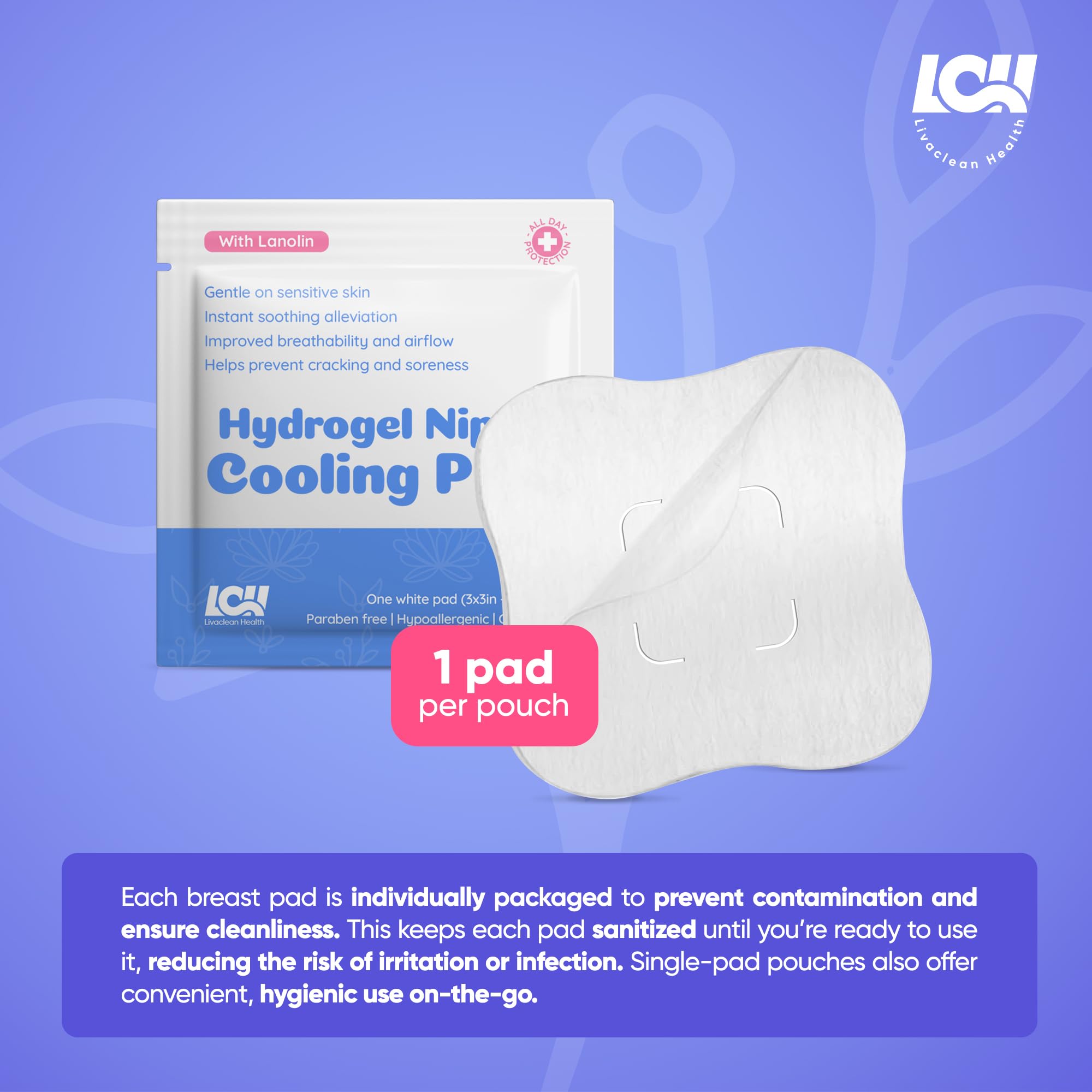 Livaclean Health cooling gel pads for sore nipples during nursing