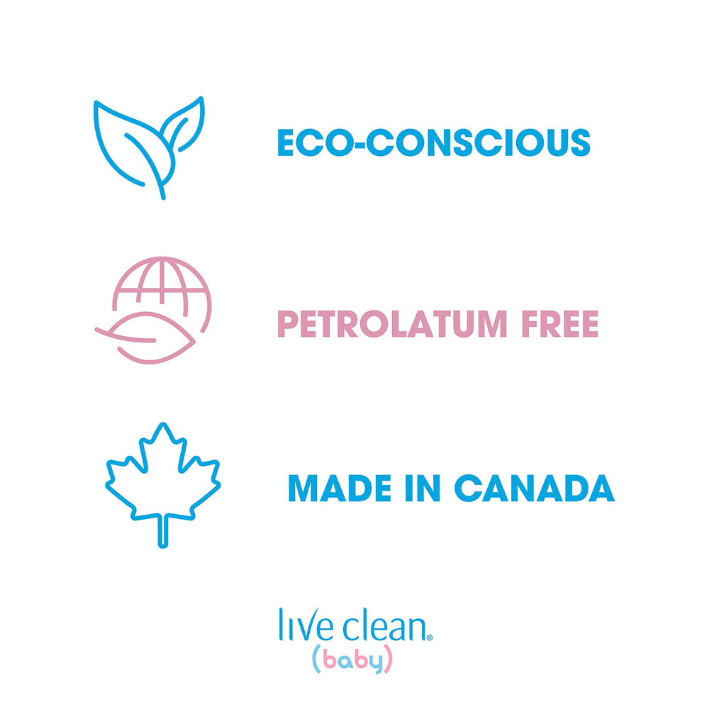 Live Clean Baby Lotion application on skin demonstrates gentle massage.
