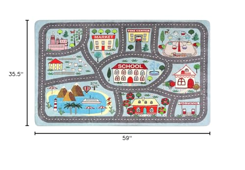 LIVEBOX car rug in play area showcases road-map scenery for storytelling