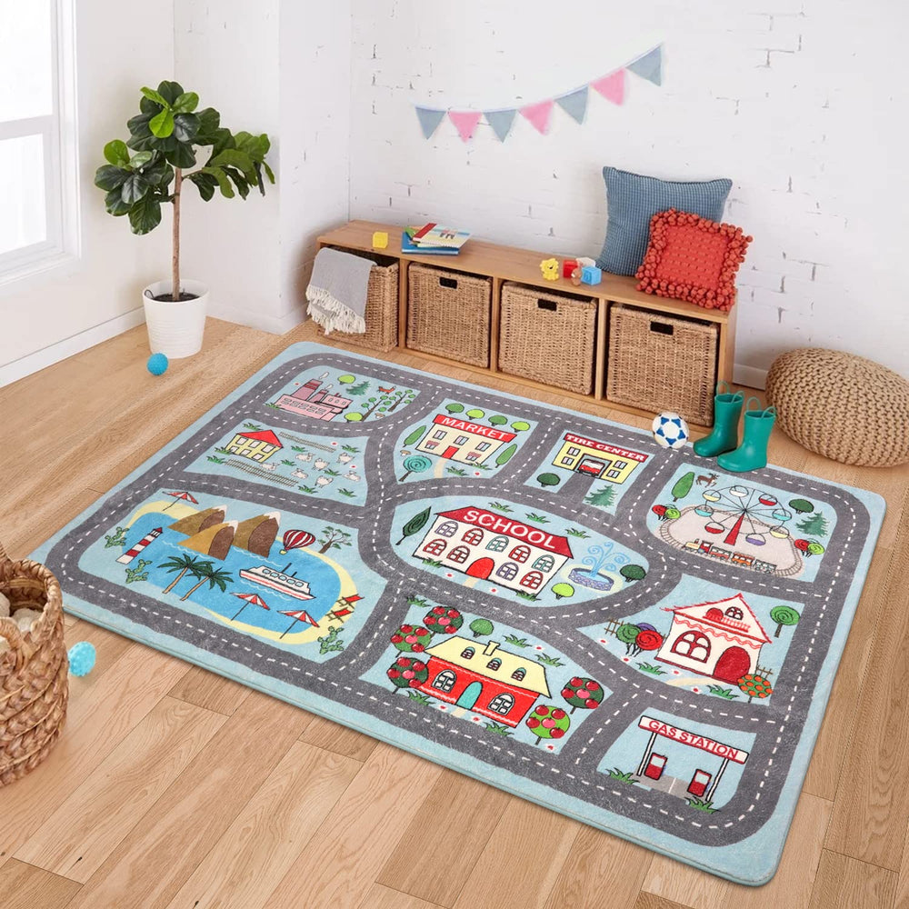 LIVEBOX Soft Kids Rug easy-clean-dust shows quick cleanup after play