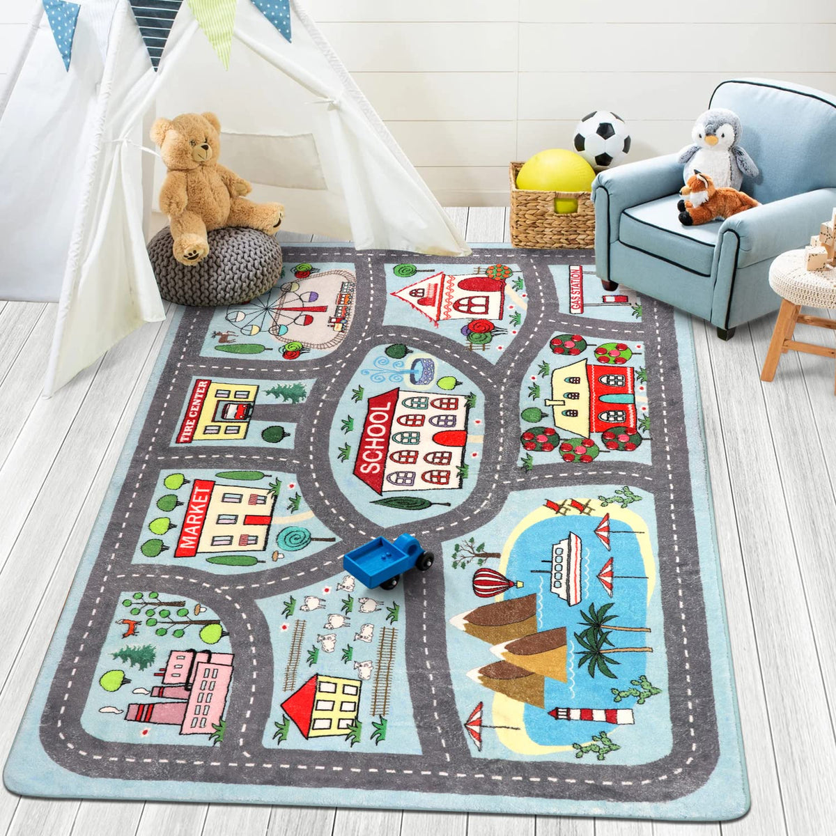 LIVEBOX Soft Kids Rug front view shows cushioned play surface for toddlers