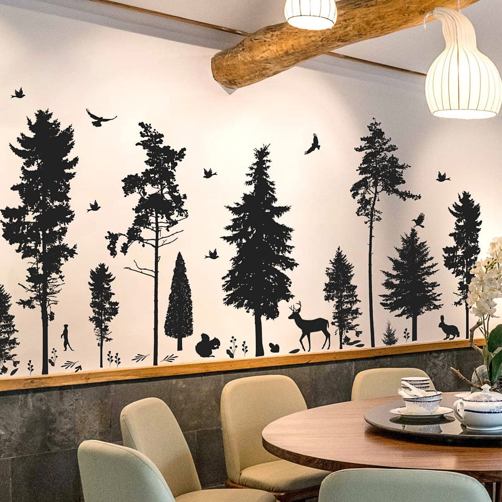 LiveGallery animal jungle trees wall decals featuring squirrels and birds for playful decor.