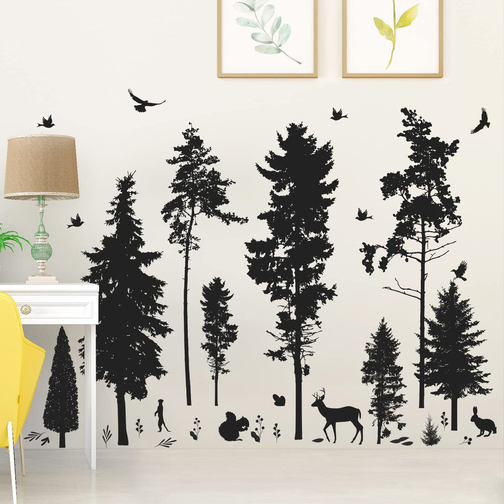 LiveGallery pine evergreen tree wall sticker adds nature-inspired focal point.