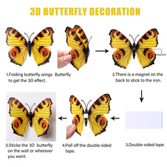 LiveGallery 3D yellow butterfly decals create dimensional wall art for classrooms.