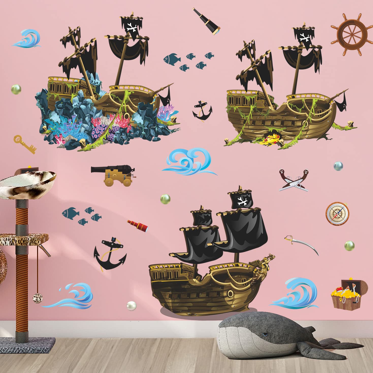 LiveGallery anchor and treasure wall sticker adds coastal charm to any smooth surface