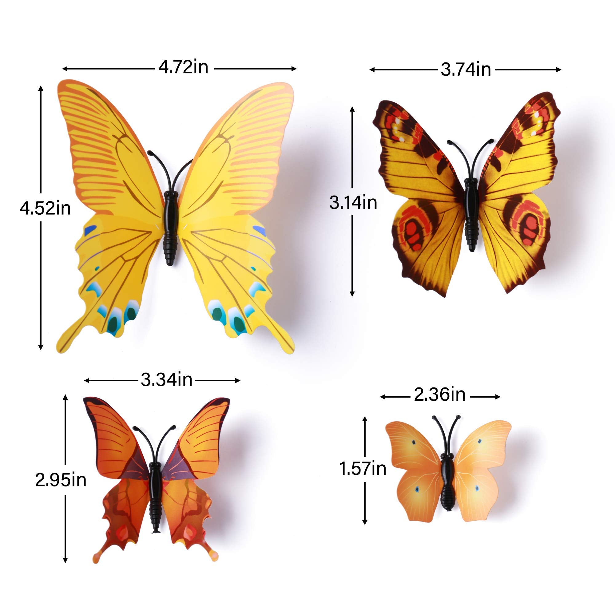 LiveGallery yellow butterfly wall stickers add joyful color to kids' rooms.