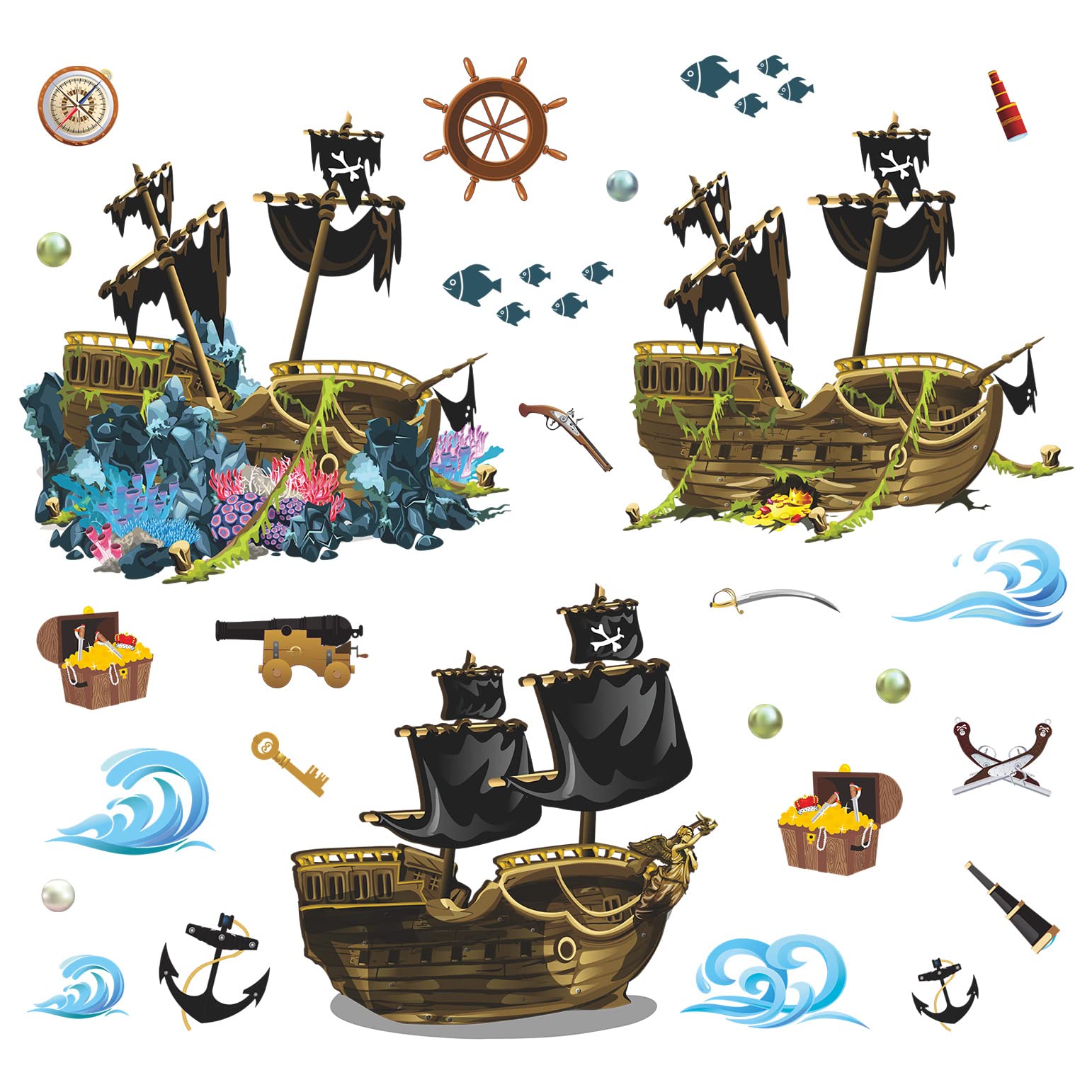 LiveGallery four-sheet ocean decor set enables easy DIY ocean-themed walls