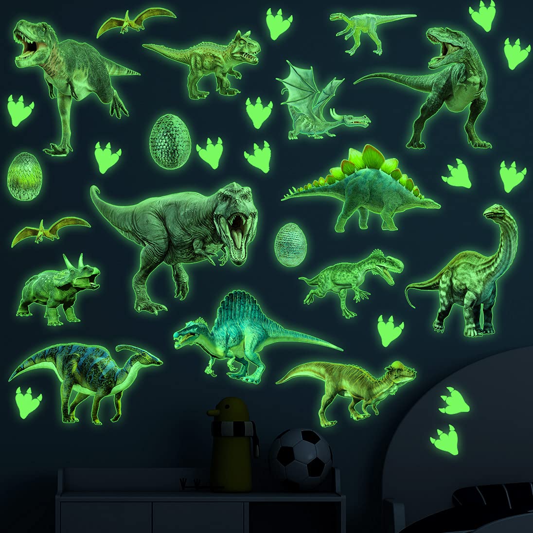 LiveGallery glow in the dark dinosaurs provide a soft night glow for cozy rooms