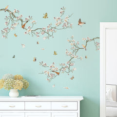 LiveGallery green leaf branch wall decal brightens living room with fresh greenery