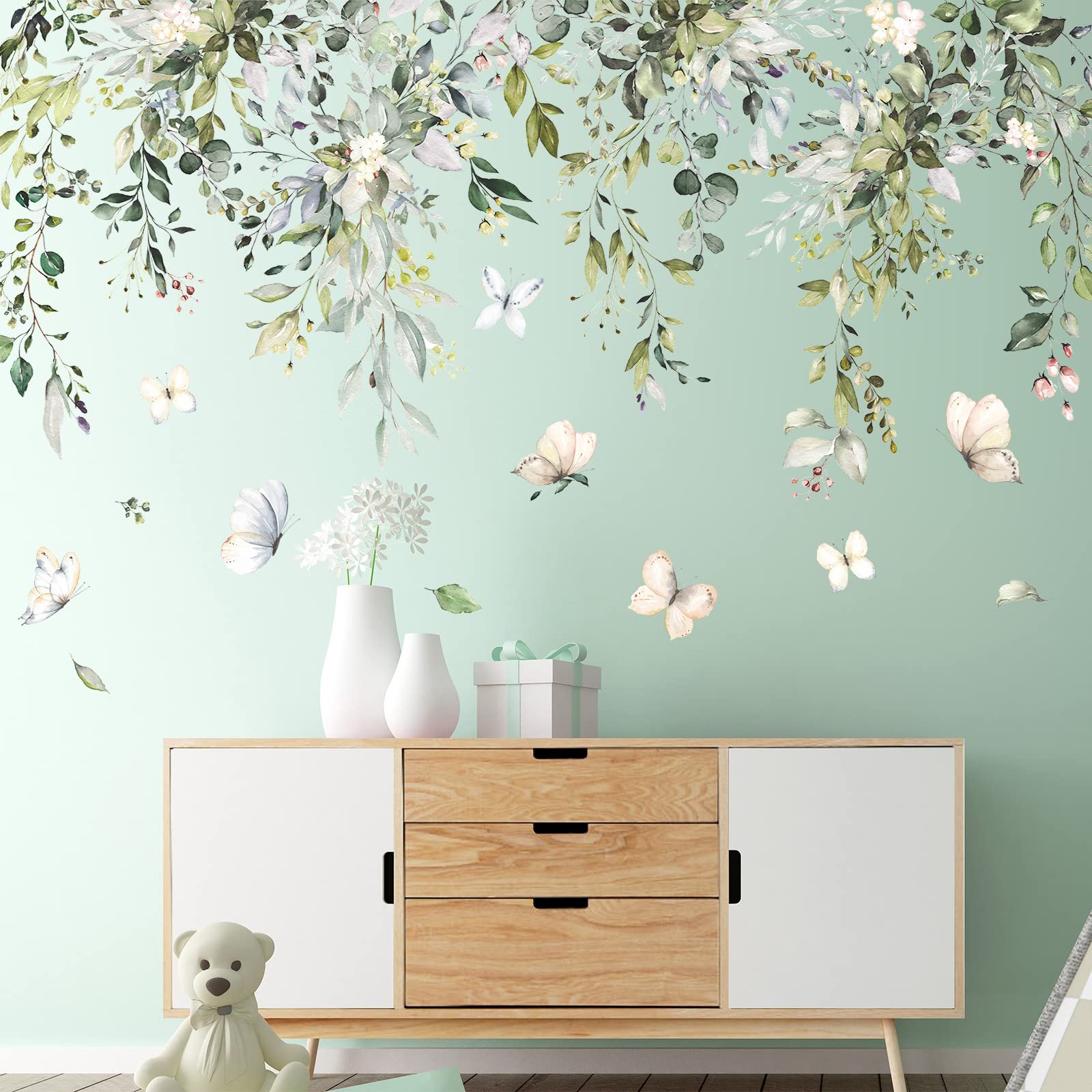 LiveGallery green plants wall stickers add lush detail to living rooms and nurseries