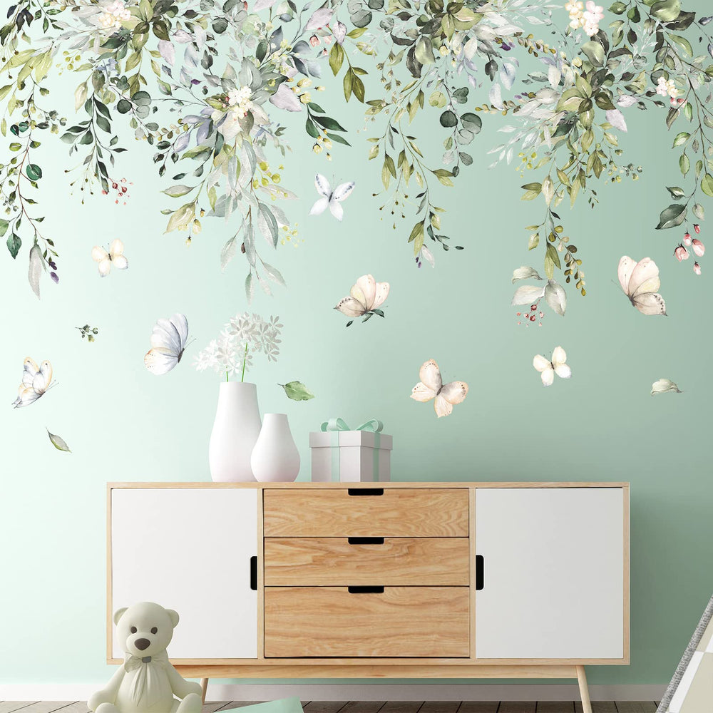 LiveGallery green plants wall stickers add lush detail to living rooms and nurseries
