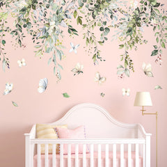 LiveGallery hanging green leaves wall stickers brighten walls for a calming nature-inspired living room