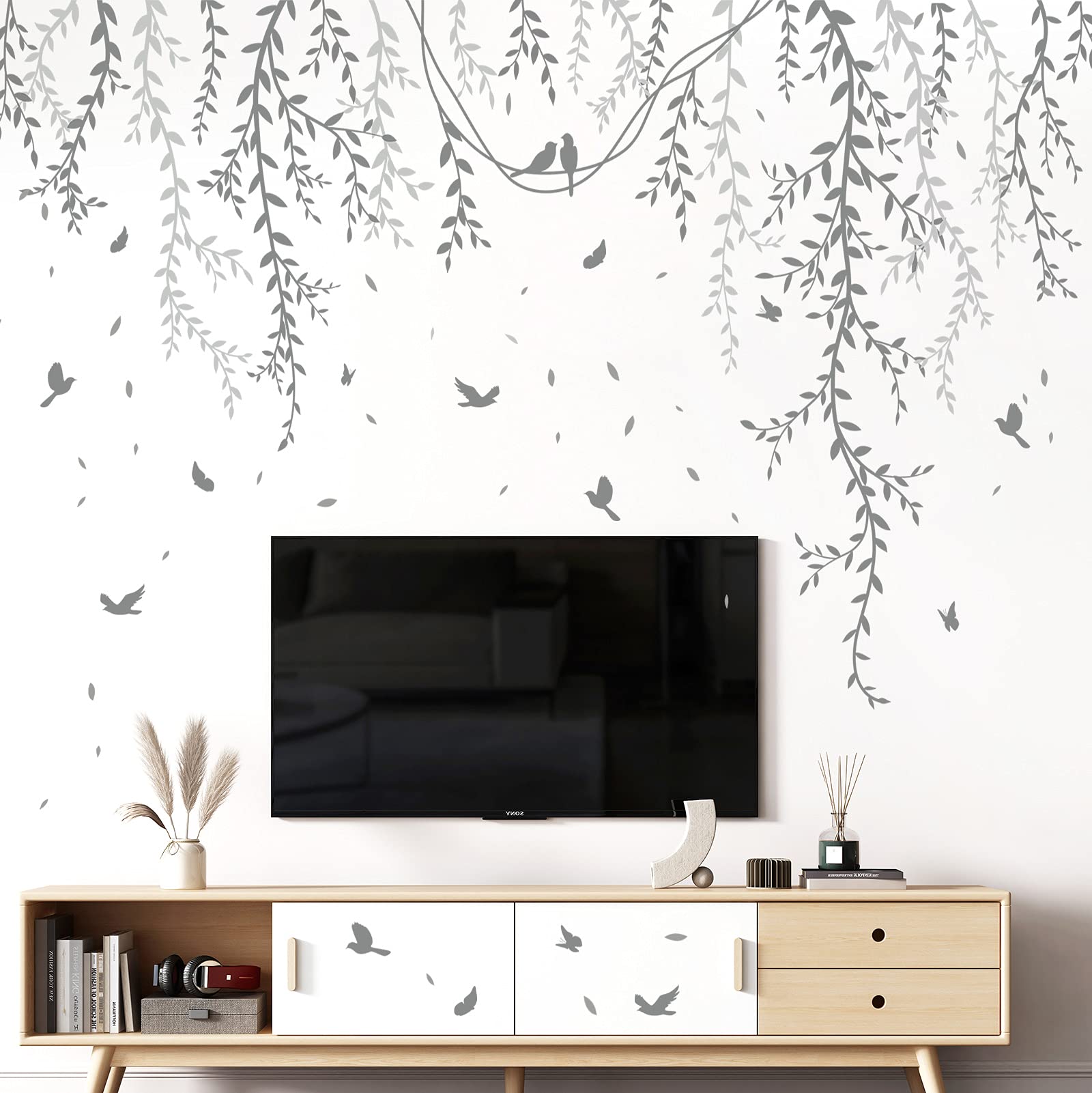 LiveGallery hanging willow branch wall sticker sticks easily on smooth surfaces with no residue