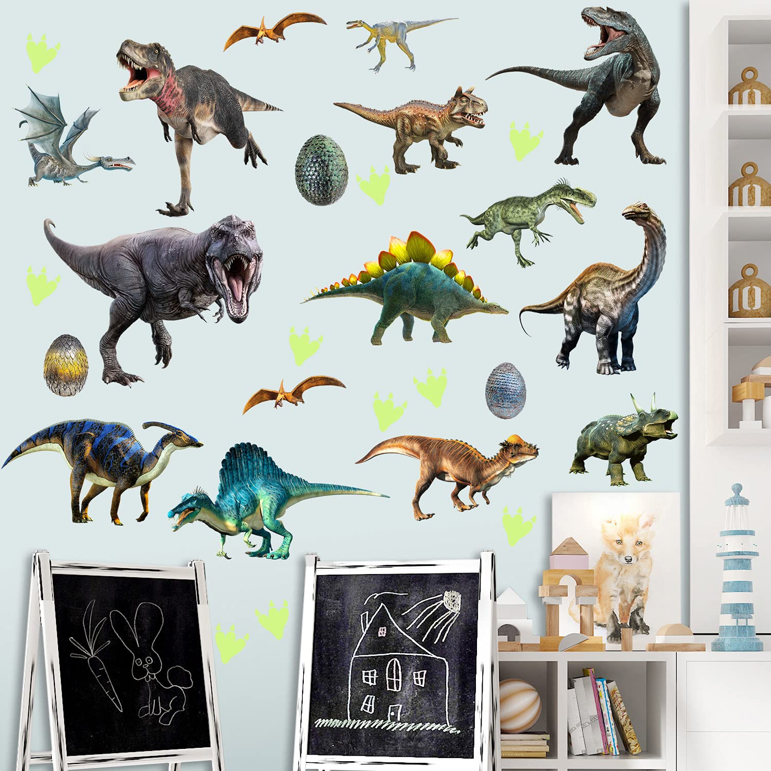 LiveGallery large dinosaur wall decal adds a bold focal point to kids' rooms