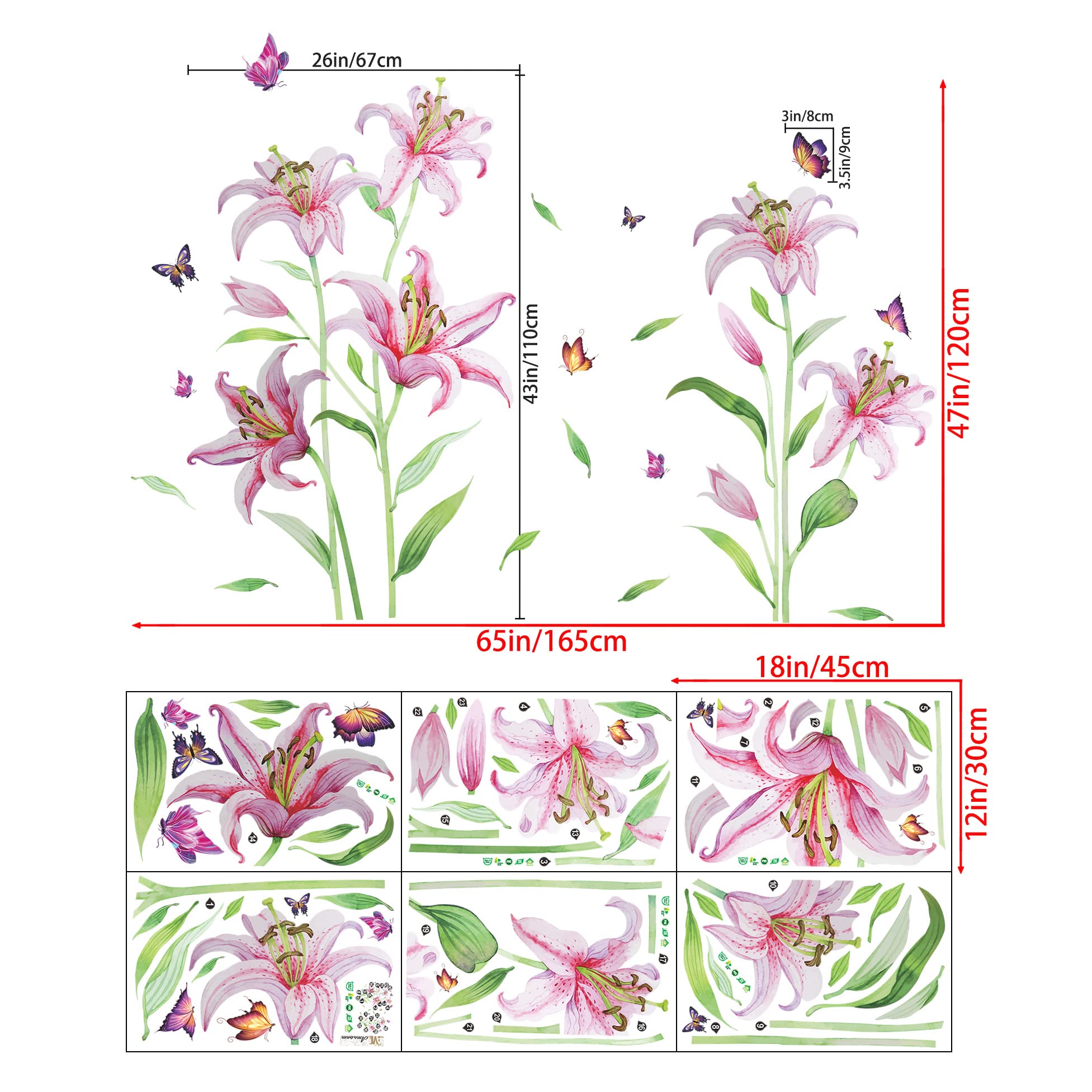 LiveGallery pink lily wall sticker is removable, leaving no residue on clean surfaces