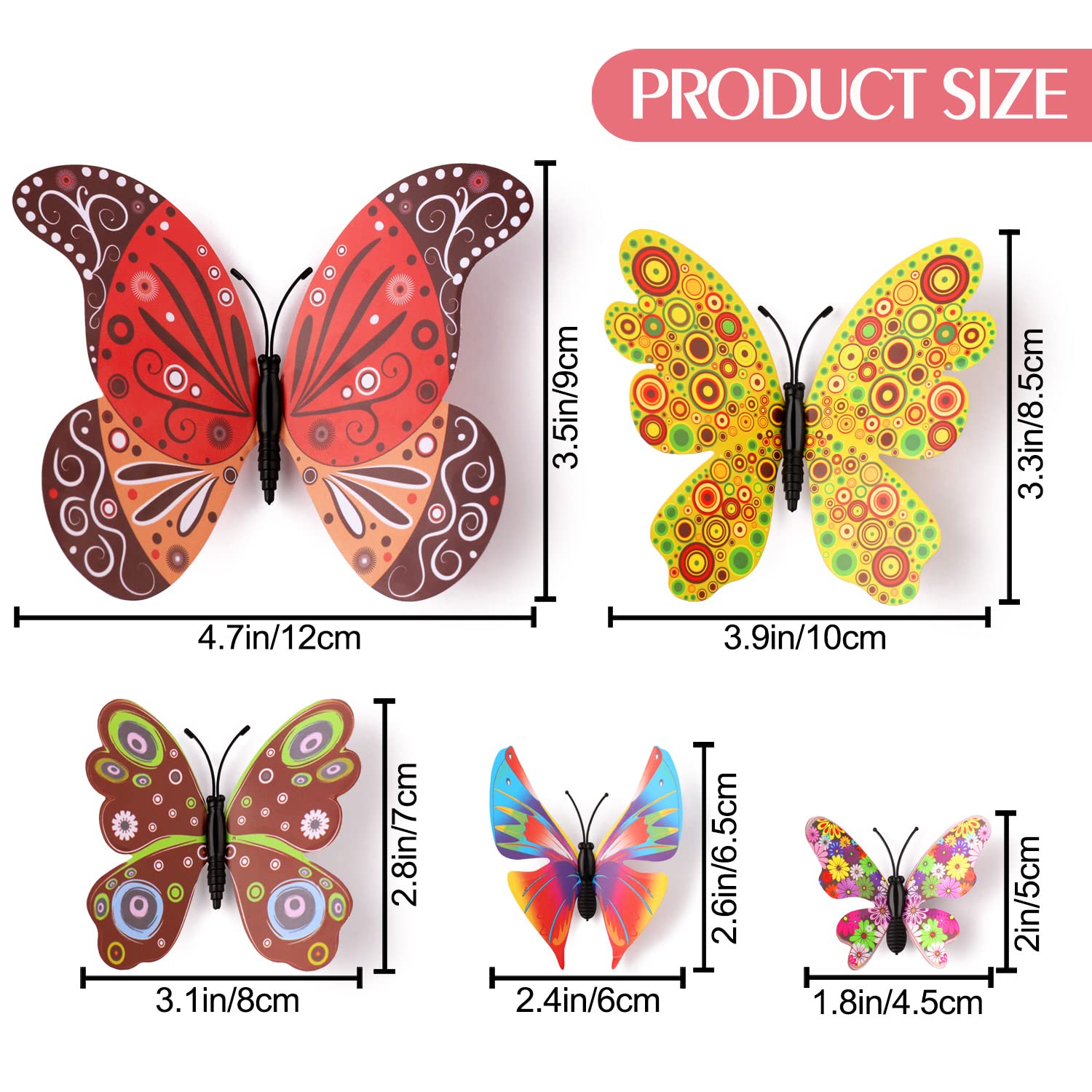 LiveGallery removable 3D butterfly stickers shown for quick, damage-free wall updates.