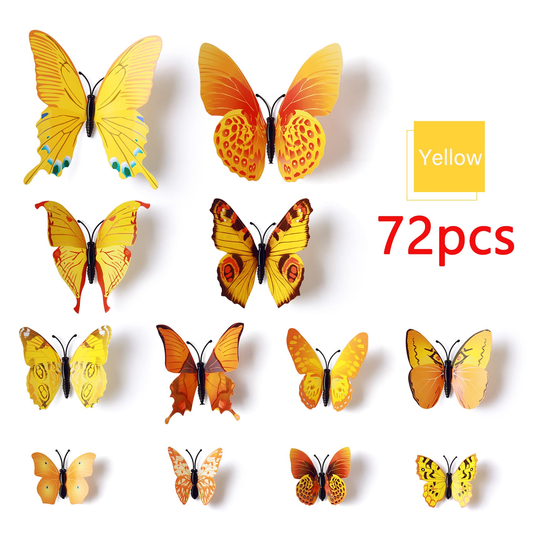 LiveGallery removable yellow butterfly decor installs easily on doors or walls.