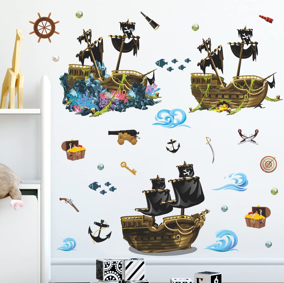 LiveGallery telescope and treasure decal sparks adventurous play in a nursery or playroom